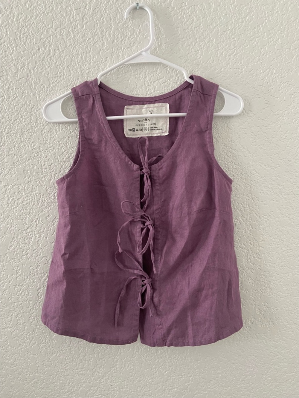 Not Perfect Linen Mijas bow tie linen blouse - Picture 2 of 4